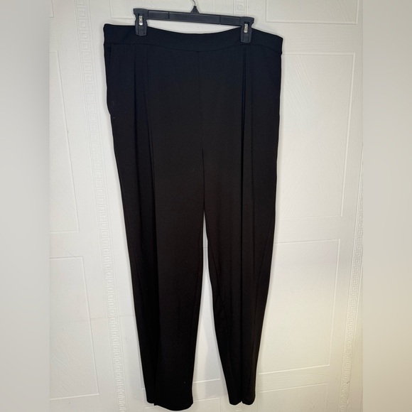 Eloquii Pants Plus 20 Black Stretch Front Slit Wide Leg Pull-On Womens - Picture 1 of 12